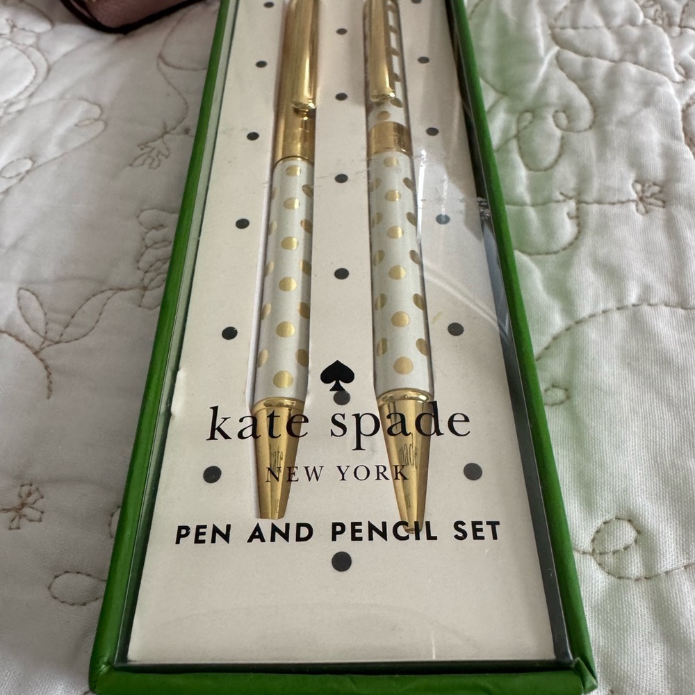 Kate Spade Gold and White Pen and Pencil Set - Picture 2 of 3